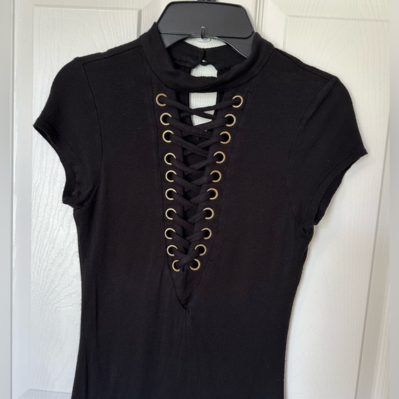 Mind Code Black Lace-Up Mini Dress - Picture 5 of 10